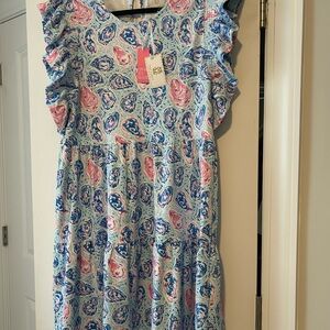 Simply Southern Light Blue Coastal Ruffle Tiered Dress
